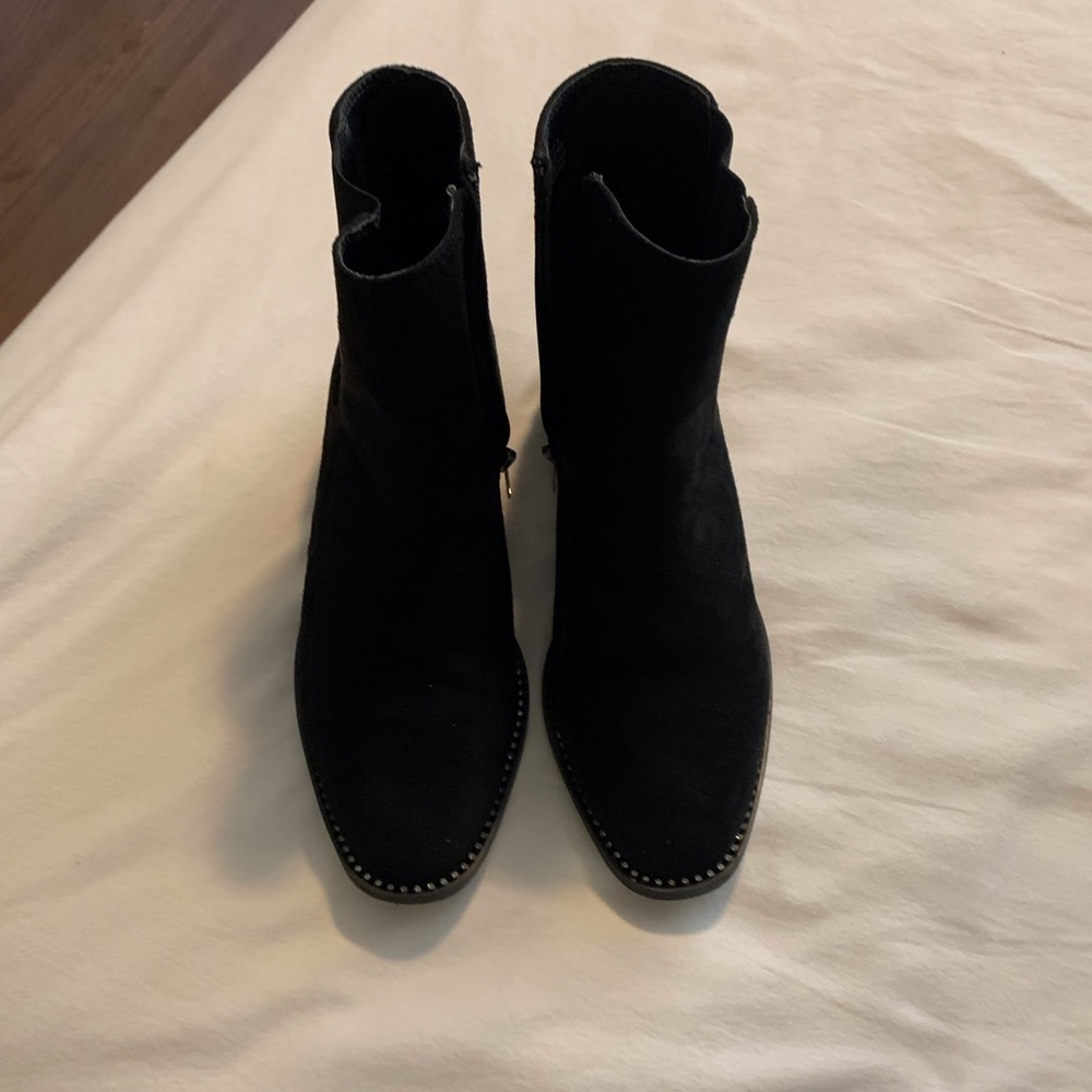 Black boots by BEBE, with rhinestones